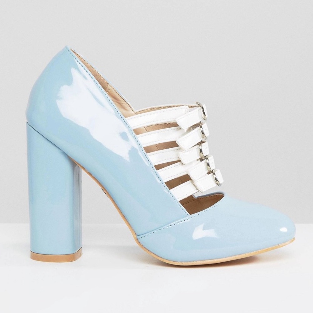Daisy Street Pale Blue Patent “Multi Buckle Heel”